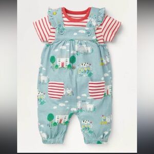Baby Boden Farm Theme Cotton Overalls - No Under tee